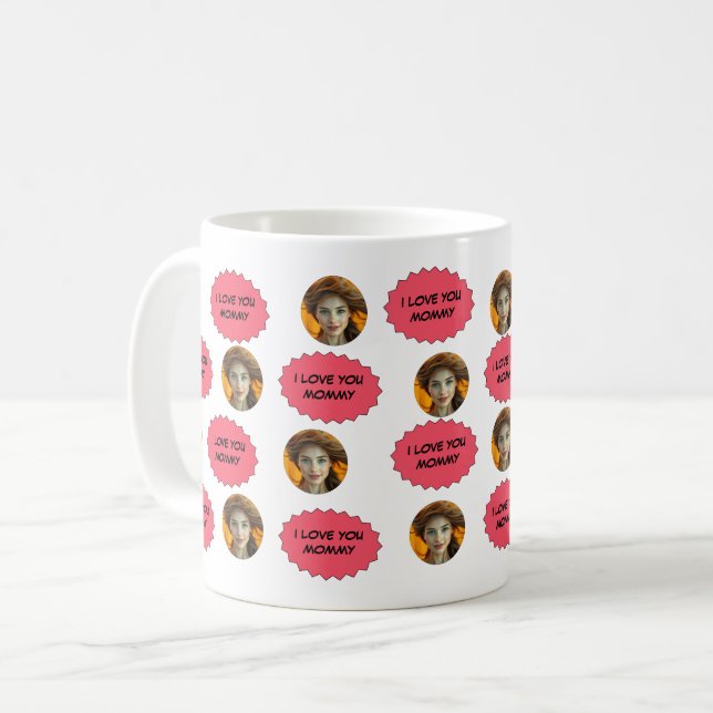 Personalized Cute Family Face 5 Photos Coffee Mug (Front Left)