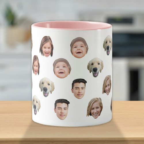 Personalized Cute Family Face 5 Photos Mug