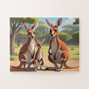 Personalized Cute Family Kangaroo Jigsaw Puzzle