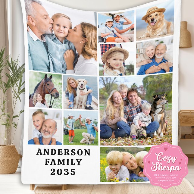 Personalized Cute Family Unique 11 Photos Collage Sherpa Blanket (Creator Uploaded)