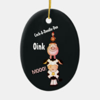 Personalized Cute Farm Animals 1st Christmas Ceramic Ornament
