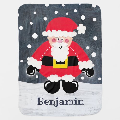 Personalized Cute Father Christmas Santa Claus Baby Blanket