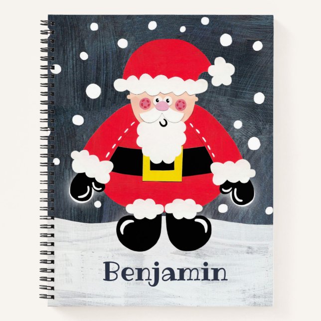 Personalized Cute Father Christmas Santa Claus Notebook (Front)