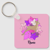 Personalized Cute Fawn and Flowers Pink