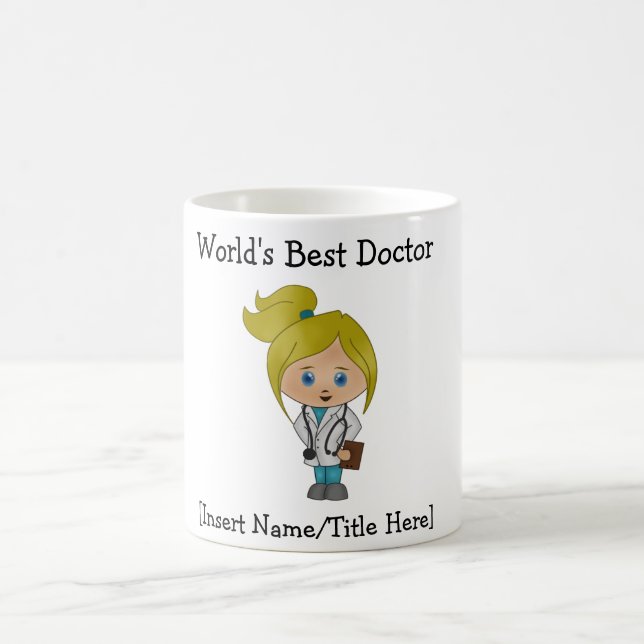 Personalized Cute Female Blonde Blue-Eyed Coffee Mug (Center)
