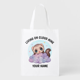 Personalized Cute Ferret Reusable Grocery Bag