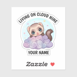 Personalized Cute Ferret Sticker with Custom Text
