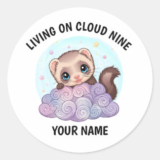 Personalized Cute Ferret Sticker with Custom Text