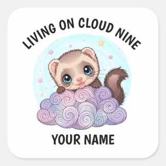 Personalized Cute Ferret Sticker with Custom Text