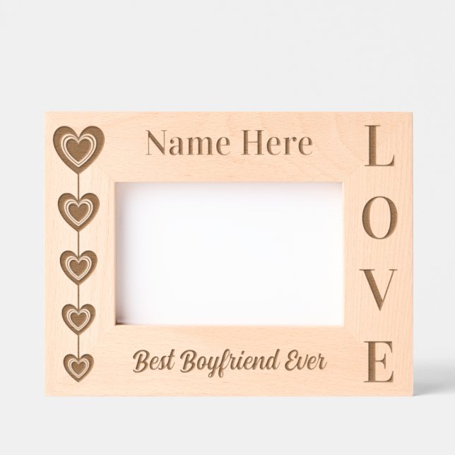 Personalized Cute Five Heart String and LOVE Engraved Frames (Front)