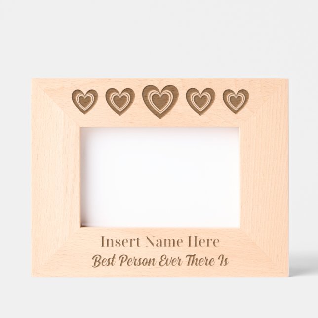 Personalized Cute Five Hearts Engraved Frames (Front)