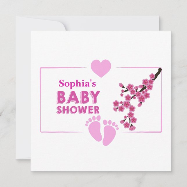 Personalized Cute Floral Baby Shower Invitation (Front)