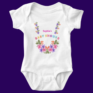Personalized Cute Floral Pattern Baby Bodysuit