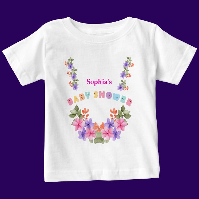 Personalized Cute Floral Pattern Baby T-Shirt (Creator Uploaded)