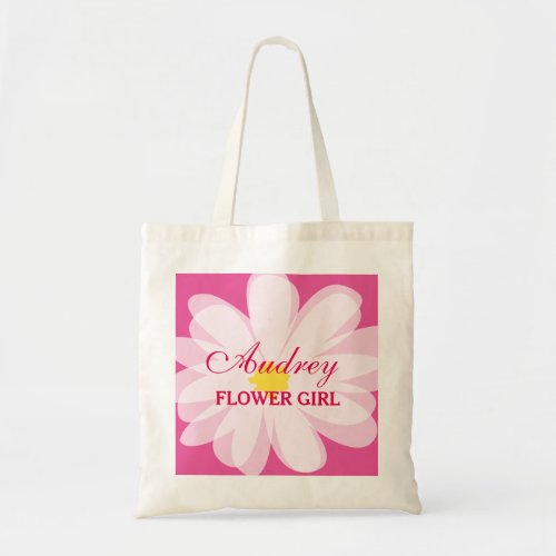 Personalized cute flowergirl wedding tote bag