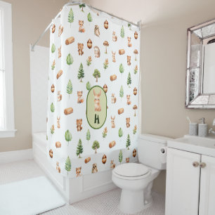 Personalized Cute Forest Animals Pattern Shower Curtain