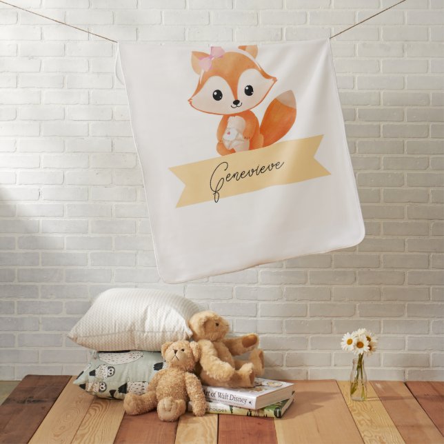 Personalized cute fox  baby blanket (In Situ)