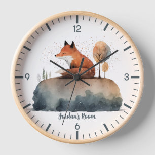 Personalized Cute Fox Clock
