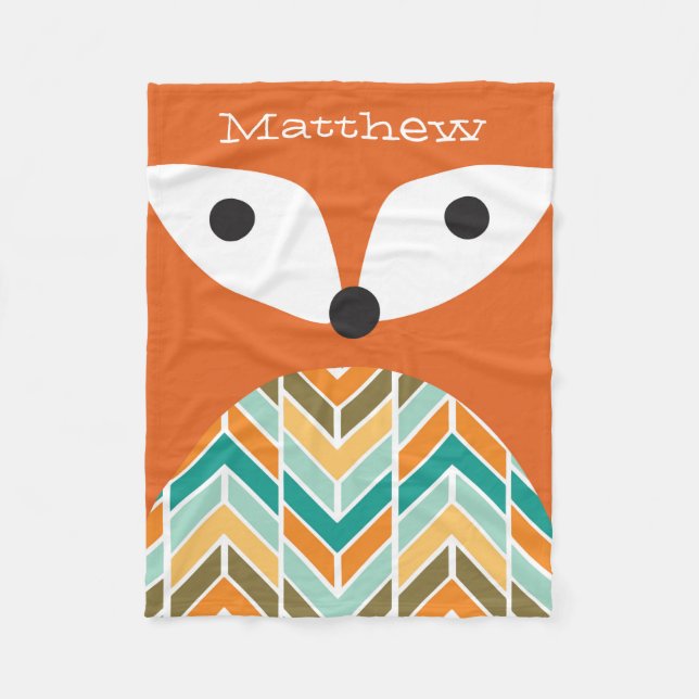 Personalized Cute Fox Fleece Blanket (Front)