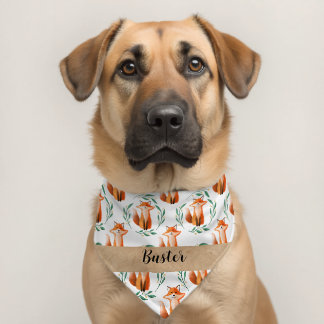 Personalized Cute Fox pet dog accessory Bandana Collar