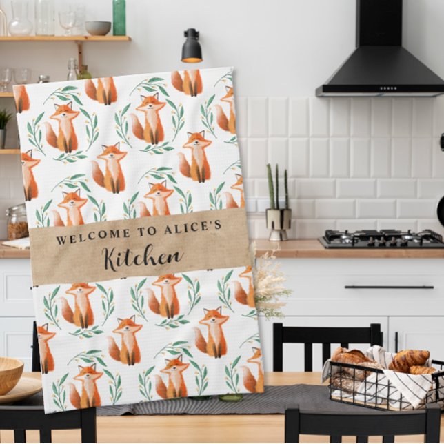 Personalized Cute Fox woodland kitchen  Kitchen Towel (Creator Uploaded)