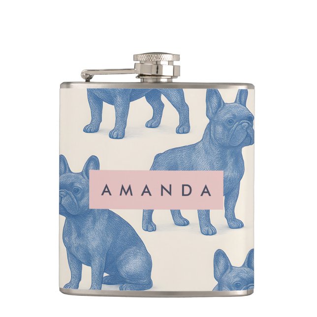 Personalized Cute French Bulldog Flask (Front)