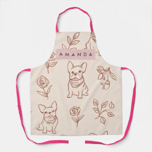 Personalized Cute French Bulldog Floral Apron