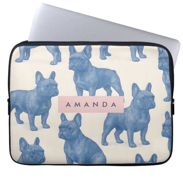 Personalized Cute French Bulldog Laptop Sleeve (Front)