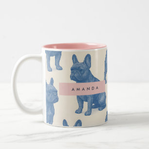 Personalized Cute French Bulldog Two-Tone Coffee Mug