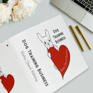Personalized Cute French Bulldog with a Red Heart 3 Ring Binder