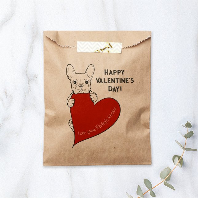 Personalized Cute French Bulldog with a Red Heart Favor Bag (Creator Uploaded)