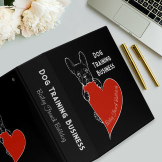 Personalized Cute Frenchie Dog with a Red Heart 3 Ring Binder