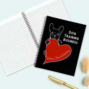Personalized Cute Frenchie Dog with a Red Heart Notebook