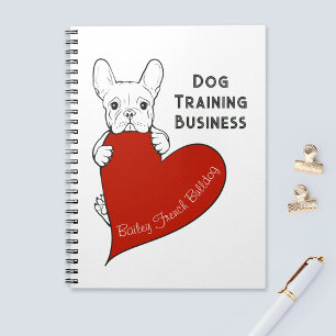 Personalized Cute Frenchie Dog with a Red Heart Notebook