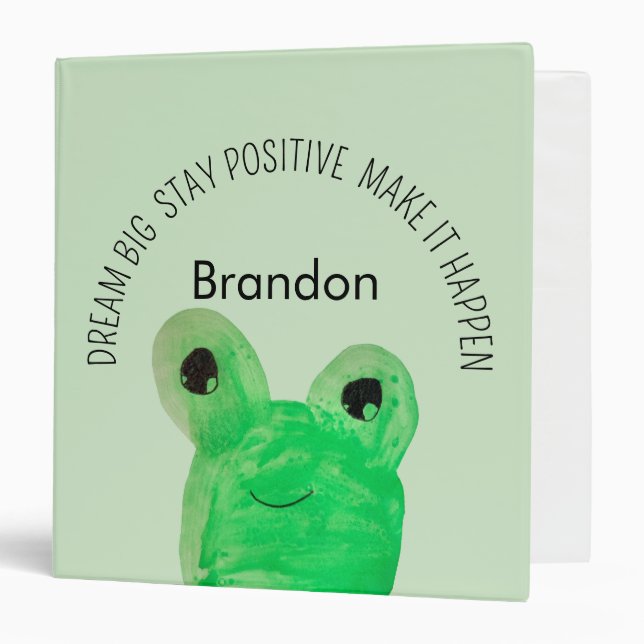 Personalized Cute frog inspirational quote  3 Ring Binder (Front/Inside)