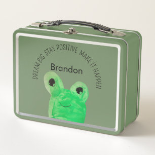 Personalized Cute frog inspirational quote Metal Lunch Box