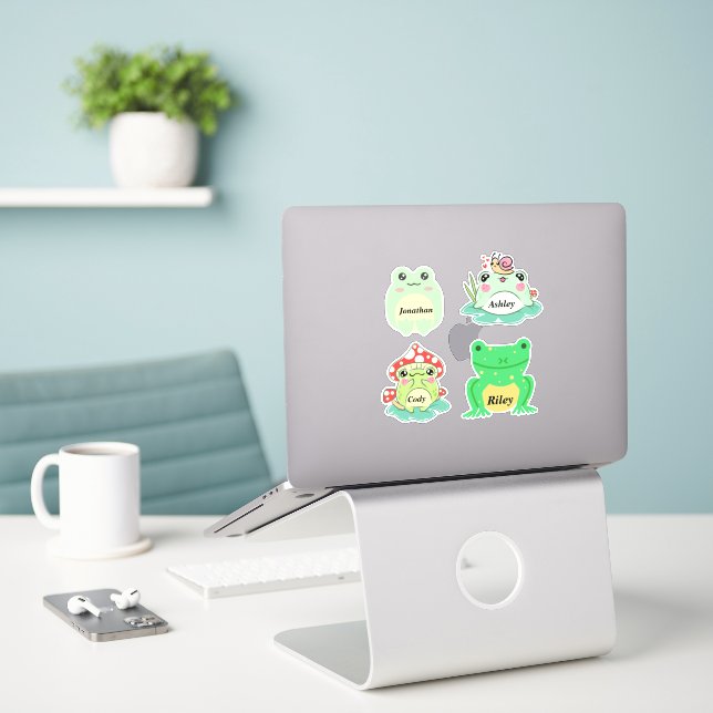 Personalized Cute Frog Stickers (Laptop On Desk)