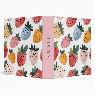 Personalized Cute Fruit Strawberry Pattern 3 Ring Binder