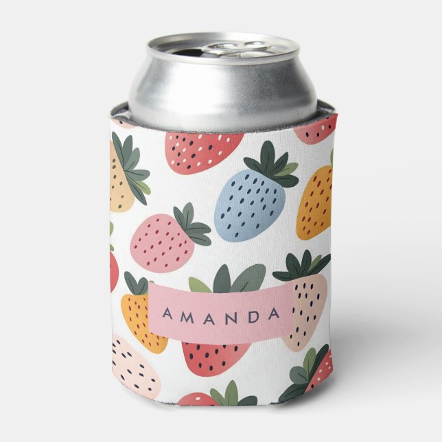Personalized Cute Fruit Strawberry Pattern Can Cooler (Can Front)