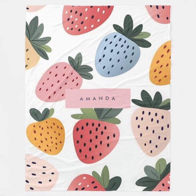 Personalized Cute Fruit Strawberry Pattern Fleece Blanket (Front)