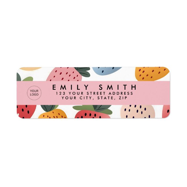 Personalized Cute Fruit Strawberry Pattern Label (Front)