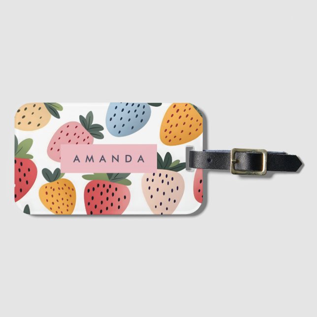 Personalized Cute Fruit Strawberry Pattern Luggage Tag (Front Horizontal)