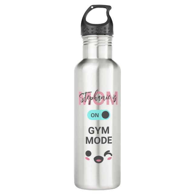 Personalized Cute Fun Mom is On Gym Mode  Stainless Steel Water Bottle (Front)
