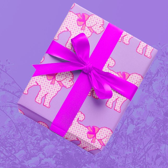 Personalized Cute Fun Pink Doodle Dog Lavender Wrapping Paper (Creator Uploaded)