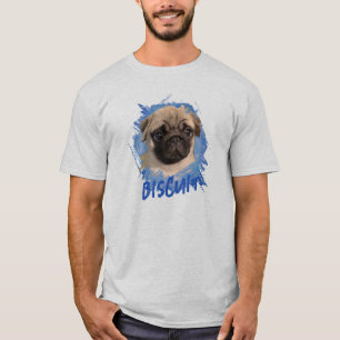 Personalized Cute Fun Pug Dog Photo and Name T-Shirt