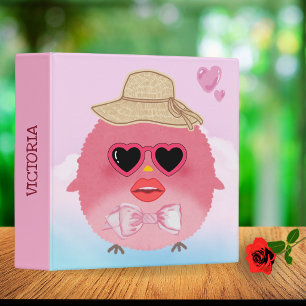 Personalized Cute Funny Bird Back-to-School Girls 3 Ring Binder