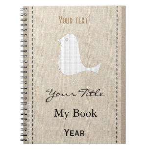 Personalized Cute Funny Bird Linen Look Notebook
