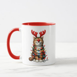 Personalized Cute Funny Cat Christmas Mug