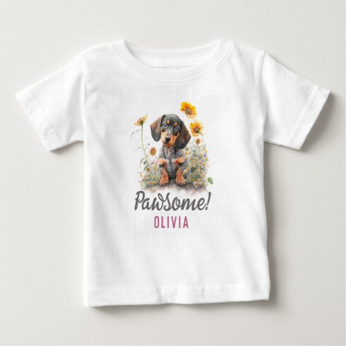 Personalized Cute Funny Dachshund Dog Baby T_Shirt