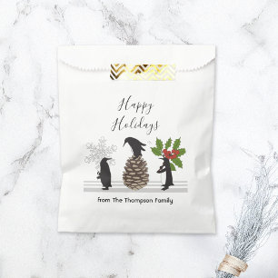 Personalized Cute Funny Penguin Christmas Favor Bag